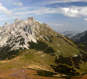 Hora TAC Spitze a hora Hochturm během sestupu z hory Polster