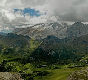 Marmolada and the Dolomites from the Cesare Piazzetta ferrata