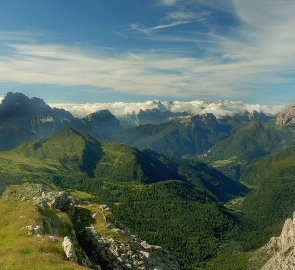 View of the Marmolada and the Dolomites from Mount Lagazuoi