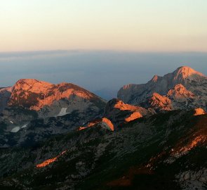 Maglić and Bioč mountains at sunset