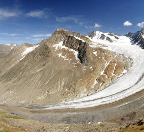 Ledovec Marzellferner a hory Hintere Schwarze, Marzellspitze a Similaun