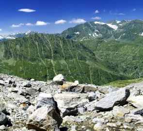 View of the Vanoise mountain range (left) and the Mont Blanc massif (right)