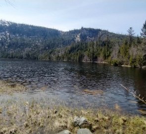 Plešné jezero a hora Plechý