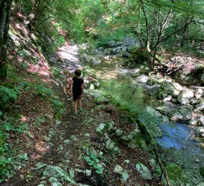 The path between the waterfalls