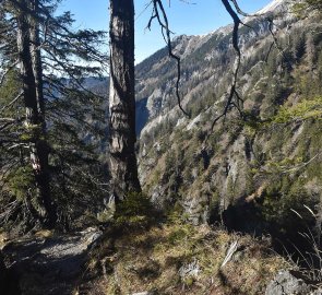 The trail climbs steeply to the plateau