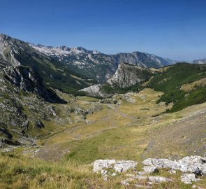 View of the mountain wall of the Proklatije Mountains