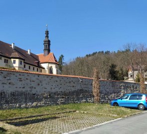 Parking lot at the Franciscan Monastery in Kadan