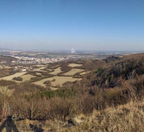 View of the Krušné Mountains and the countryside around Chomutov