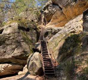 Steel stairs in the Příhraz Rocks