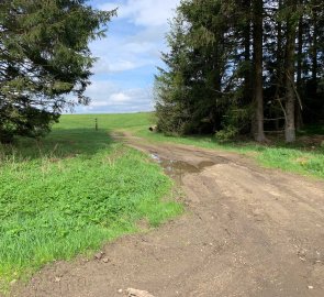 The beginning of the dirt road