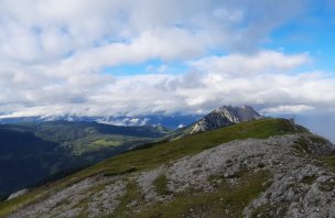 Easy climbing the mountain of Stoderzinken in Austria Alps